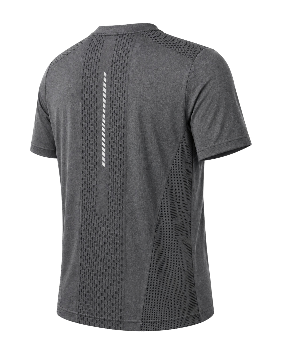YAKA Nation ALTA Forge Grey Motion tee – angled back view