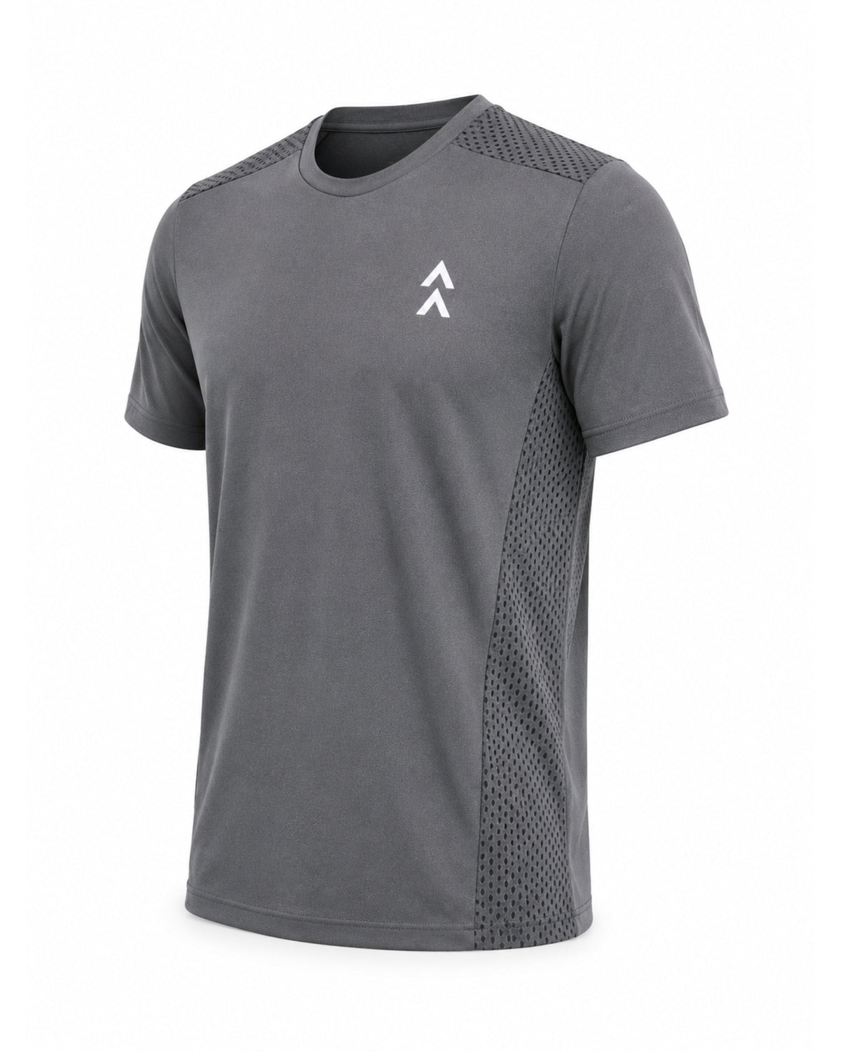 YAKA Nation ALTA Forge Grey Motion tee – angled front view