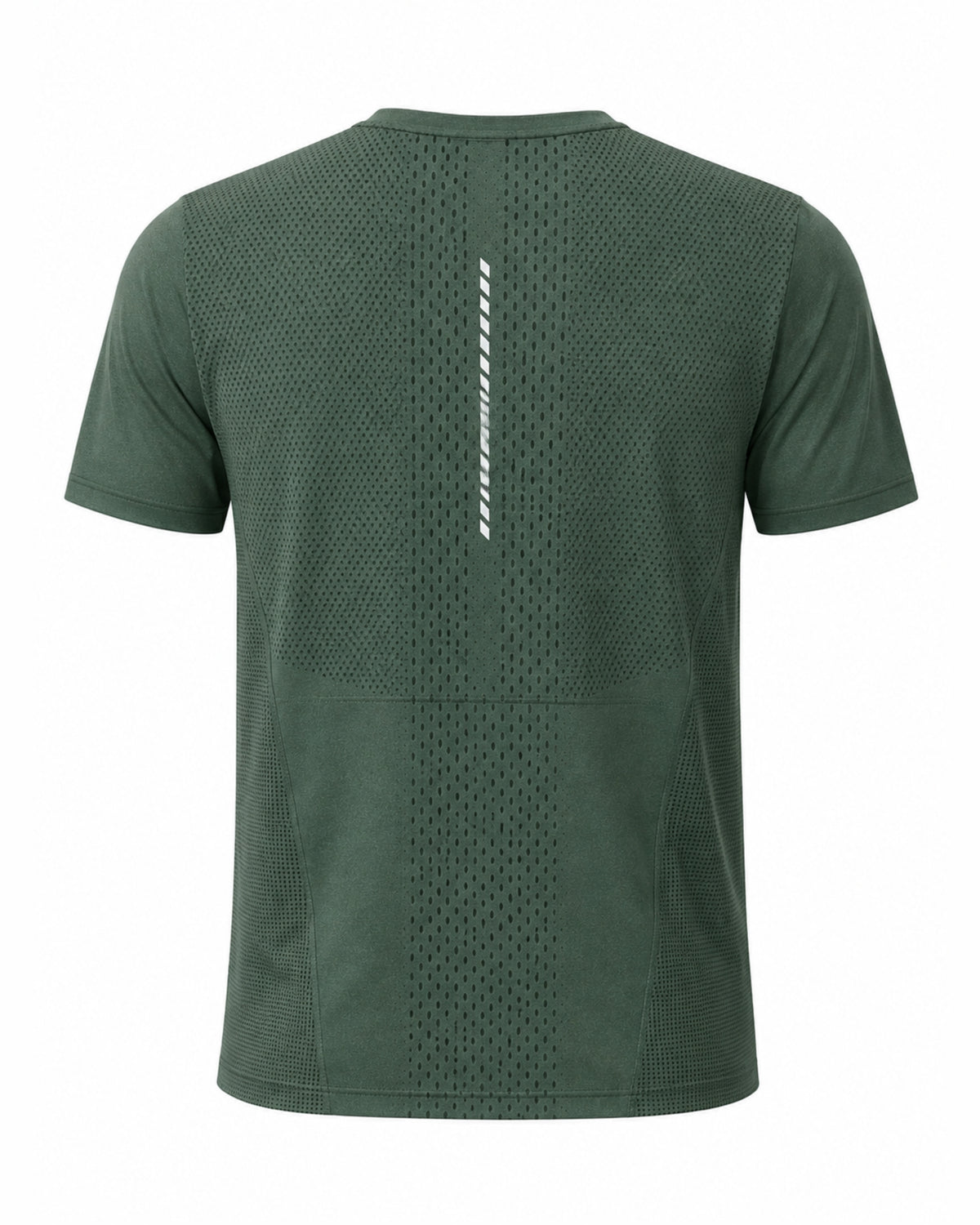YAKA Nation ALTA Military Green Motion tee – back view with reflective detail