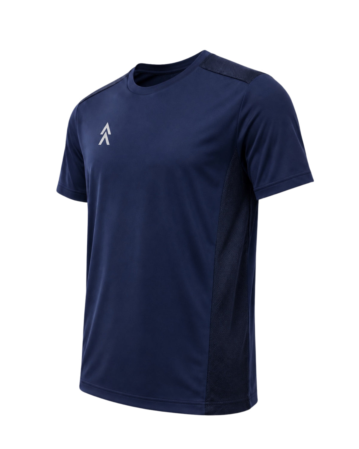 YAKA Nation AVRA Odyssey Blue performance tee – angled front view