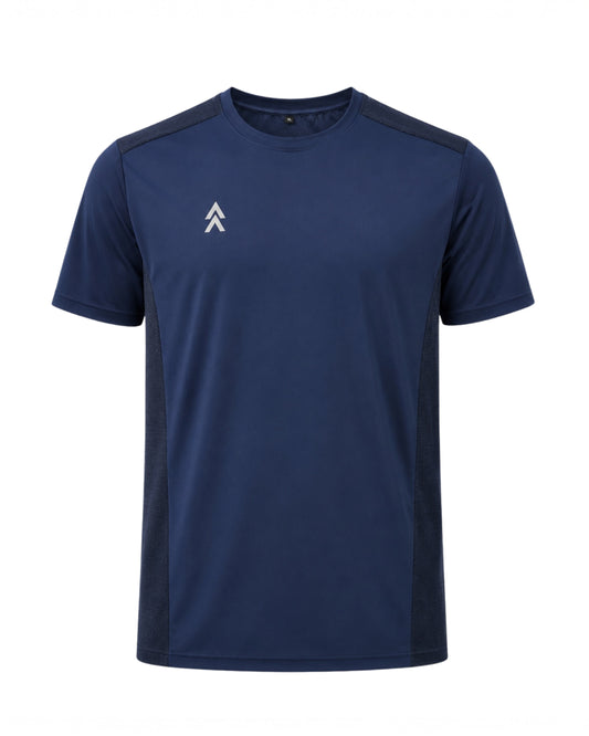 YAKA Nation AVRA Odyssey Blue performance tee – front view