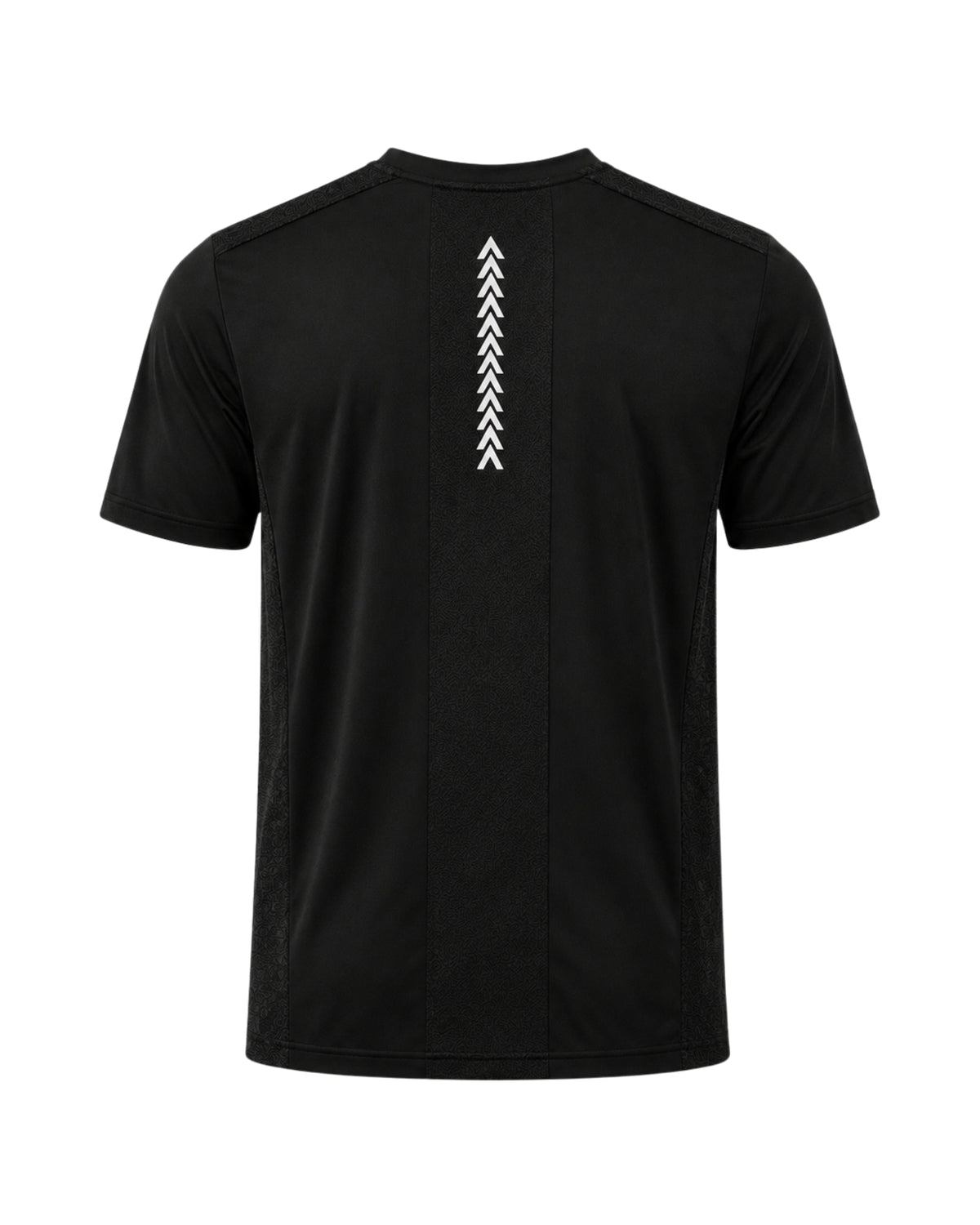 YAKA Nation AVRA Phantom Black performance tee – back view with reflective detail